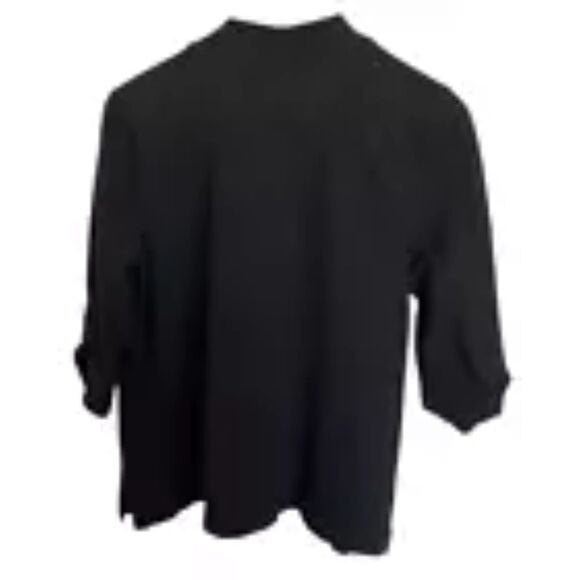 T by Talbots Women's Cardigan Open Front Black Eyelet Size Petite Med - Picture 3 of 9